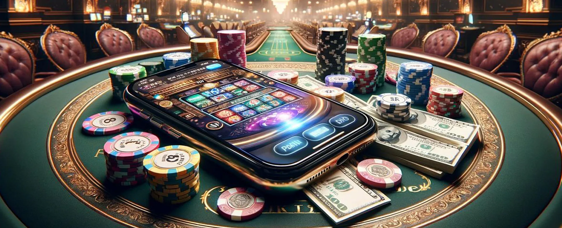 Vibrant casino background with abstract lights